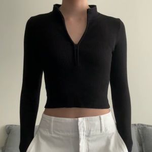 Zip Up Crop Ribbed